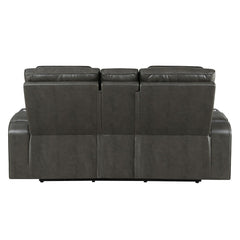 Taddeo - Power Motion Loveseat With Console, Speaker, USB, Wireless Charger & LED - Dark Gray
