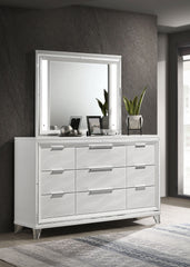 Marmore - 9-Drawer Dresser And LED Mirror - White