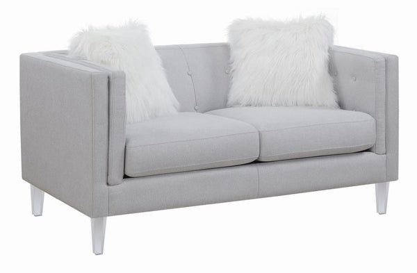 Glacier - Tufted Upholstered Loveseat - Pearl Silver