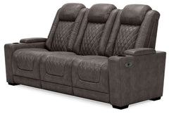 HyllMont - Gray - PWR REC Sofa with ADJ Headrest