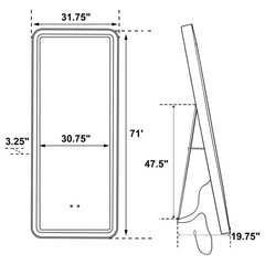 Glendora - Led Standing Mirror With Bluetooth Speaker - Black
