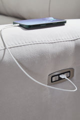 Social Pointe - Power Recliner / Adjustable Headrest - Pearl / Ash