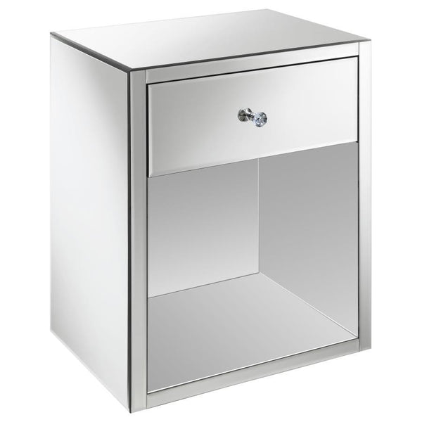 Coquette - 1-Drawer Mirrored Accent Side Table - Silver