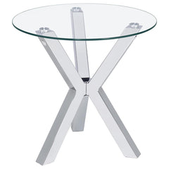 Kenzie - Round Tempered Glass Top End Side Table - Chrome