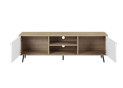 Wafiya - TV Stand - Rustic Oak, White & Black Finish