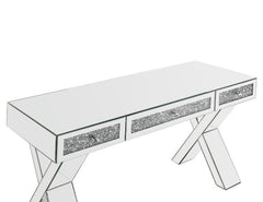 Noralie - Writing Desk - Clear Glass, Mirrored & Faux Diamonds - 32"