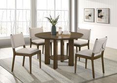 Ottowa - 5-Piece Round Wood Dining Room Table Set - Brown