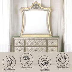 Lucienne - Mirror With LED - Beige Velvet