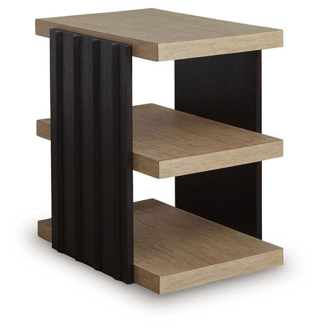 Rylandyn - Rectangular End Table - Black / Light Brown