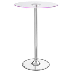 Thea - Round Glass Top LED Bistro Bar Table - Chrome