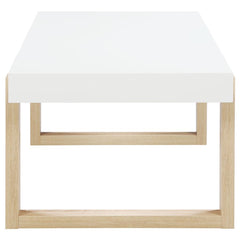 Pala - Rectangular Coffee Table - White High Gloss And Natural