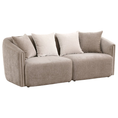 Townsend - Chenille Upholstered Rolled Arm Sofa - Latte