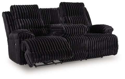 Rhine Falls - Onyx - Reclining Power Sofa With Drop Down Table