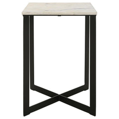 Tobin - Square Marble Top End Table - White And Black