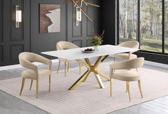 Venera - Rectangular Faux Marble Dining Table - White