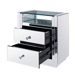 Nysa - 20" X 14" Accent Table - Mirrored & Faux Crystals
