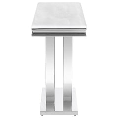 Kerwin - U-Base Stone Top Entryway Sofa Console Table - Chrome