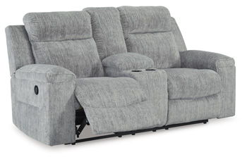 Buntington - Pewter - Dbl Reclining Loveseat With Console