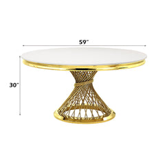 Fallon - Dining Table - Faux Marble Top & Mirrored Gold Finish