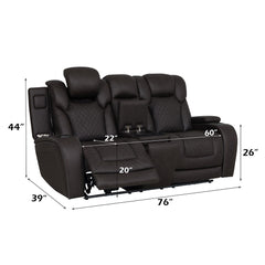 Wendell - Power Motion Loveseat With Console, Wireless Charger, Storage, USB & LED - Dark Gray