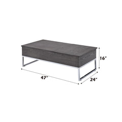 Iban - Coffee Table - Gray Oak & Chrome