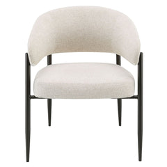 Jirina - Chenille Arm Chair With Metal Legs (Set of 2) - Beige & Black