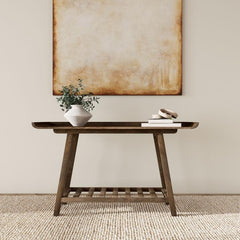 Ornelas - 46" Console Table With Slatted Shelf - Mango Brown