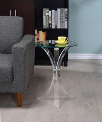 Laning - Round Glass Top Acrylic Side Table - Clear