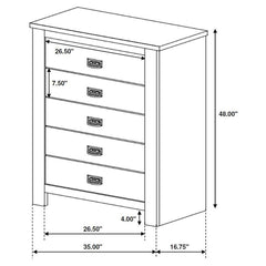 Frederick - 5-Drawer Chest - Weathered Oak