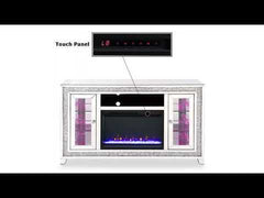 Noralie - 35" TV Stand With Fireplace & LED - Mirrored & Faux Diamonds