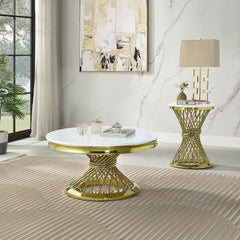 Fallon - End Table With Engineered Stone Top - Gold