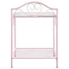 Massi - 1-Shelf Nightstand With Glass Top - Powder Pink