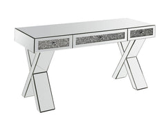 Noralie - Writing Desk - Clear Glass, Mirrored & Faux Diamonds - 32"