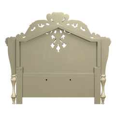 Vatican - Eastern King Bed - Synthetic Leather, Light Gold & Champagne Silver