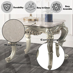 Miliani - End Table With Marble Top - Natural Antique Bronze