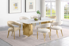 Galiano - Rectangular Stone Top Dining Table - White