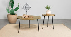 Pilar - Round Solid Wood Top Coffee Table - Natural And Black