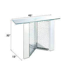 Nysa - 45" X 32" Console Table - Mirrored & Faux Crystals