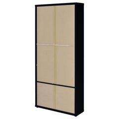 Hawthorne - 4-Shelf Glass Door Tall Cabinet With Drawers - Black