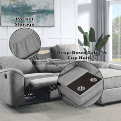 Destiny - Motion Sectional Sofa - Gray Linen