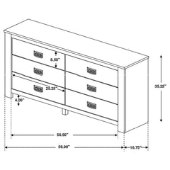 Frederick - 6-Drawer Dresser - Weathered Oak