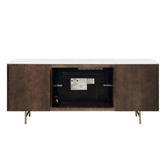 Clayten - Server With Marble Top & Fireplace - White & Espresso
