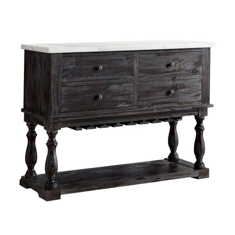 Gerardo - Server - White Marble Top & Weathered Espresso