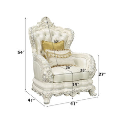 Adara - Chair - White PU & Antique White Finish