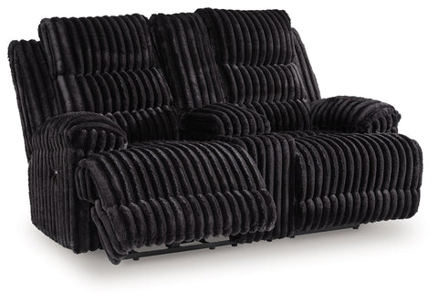 Rhine Falls - Onyx - Double Reclining Power Loveseat With Console