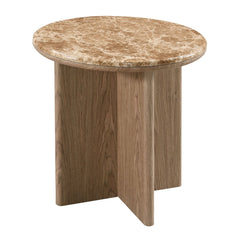 Markku - End Table With Natural Marble - Oak
