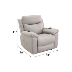 Chriki - Power Recliner With Lift & Heating & Massage - Beige Chenille & Black Finish