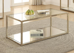 Cora - Coffee Table With Mirror Shelf - Chocolate Chrome