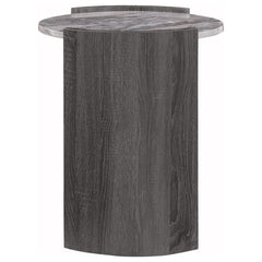 Gladstone - Round Faux Marble Top End Table - Distressed Gray