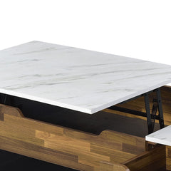 Axel - Coffee Table - Marble, Walnut & Black Finish